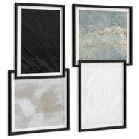 BILDER SET 4er Set - 50x50 cm & 40x60 cm Schwarzer Rahmen - Steintexturen - Schwarz, Kunststoff (50/50cm) - TULUP