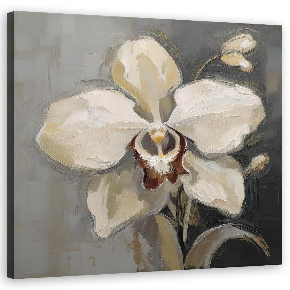 WANDBILD weiß bemalte orchidee - Weiß, Textil (40/40cm) - Feeby