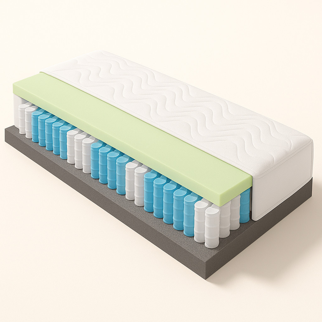 Tonnentaschenfederkern auf beigen Hintergrund