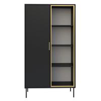 VITRINE Vena Schwarz 90 cm - Goldfarben/Schwarz, Holzwerkstoff/Kunststoff (90/160.2/40cm) - Selsey