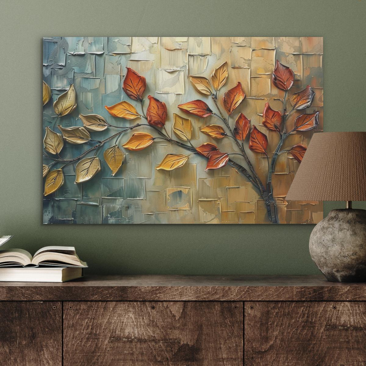 AKUSTIKBILD Baum - Abstrakt - Natur - Kunst Wanddeko 70x50 cm - Goldfarben, Kunststoff (70/50/0.9cm) - MuchoWow