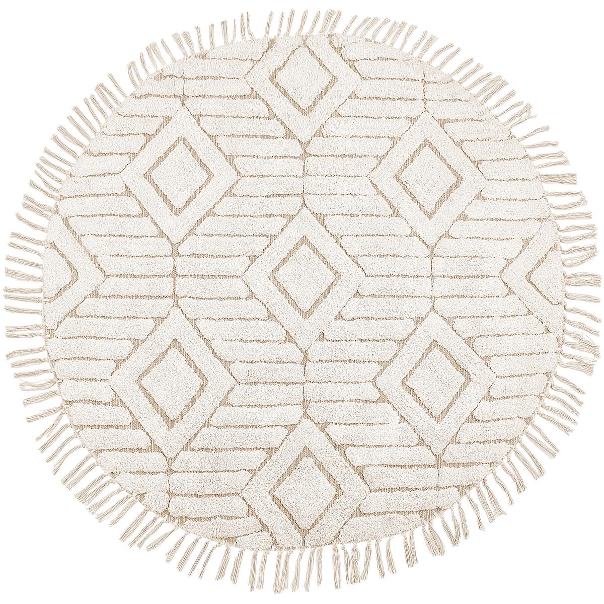 TEPPICH geflochten Horasan 140/140 cm - Beige, Textil (140/140cm) - Beliani