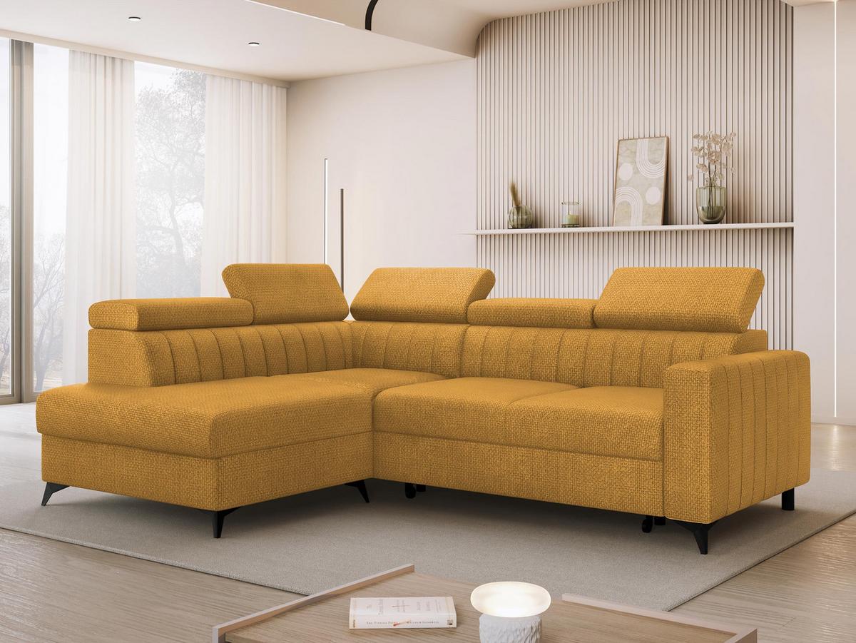 ECKSOFA Milano 2RRLXP, Seite: Links LXP+R+2R - Currygelb, Holz/Textil (249/195cm) - MIRJAN24