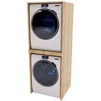 WASCHMASCHINENSCHRANK für Waschmaschine & Wäschetrockner 66/180/65cm - Beige, Holzwerkstoff (66/180/65cm) - CraftPAK