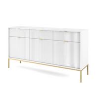 SIDEBOARD STELLARE 154/83/39 cm mit 3 Schubladen 3 Türen Weiß - Goldfarben/Weiß, Holzwerkstoff (154/83/39cm) - MASSENO
