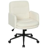 SCHREIBTISCHSTUHL höhenverstellbar Homeoffice Stuhl mit Bouclé-Optik, Cremeweiß - Creme/Schwarz, Textil/Metall (61.5/101/65cm) - HOMCOM