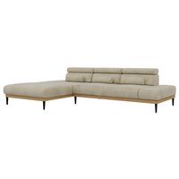 ECKSOFA PAVERO L - Beige Velvet - Links Seite - Beige/Schwarz, Textil/Metall (205/316cm) - MKS