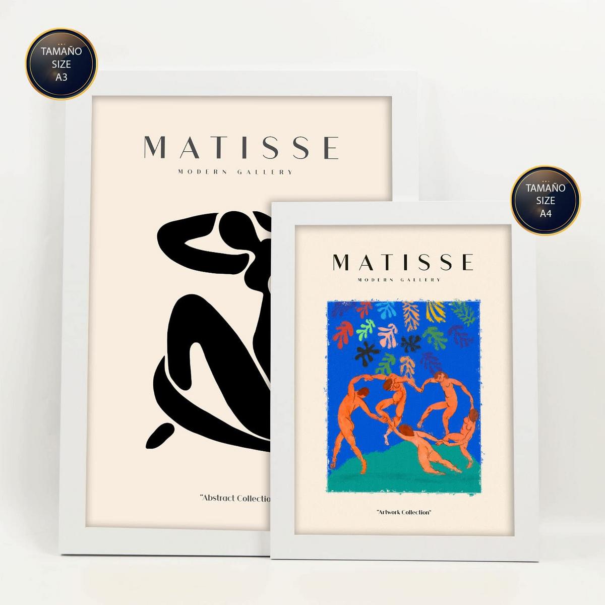 POSTER Set Mit 6 Von Picasso Und Matisse Abstrakte Gemälde Drucke Des Fauvismus Und Surrealismus Für Innenarchitektur A3 & A4 Weißer Rahmen - Weiß, Papier (29/3cm) - Nacnic