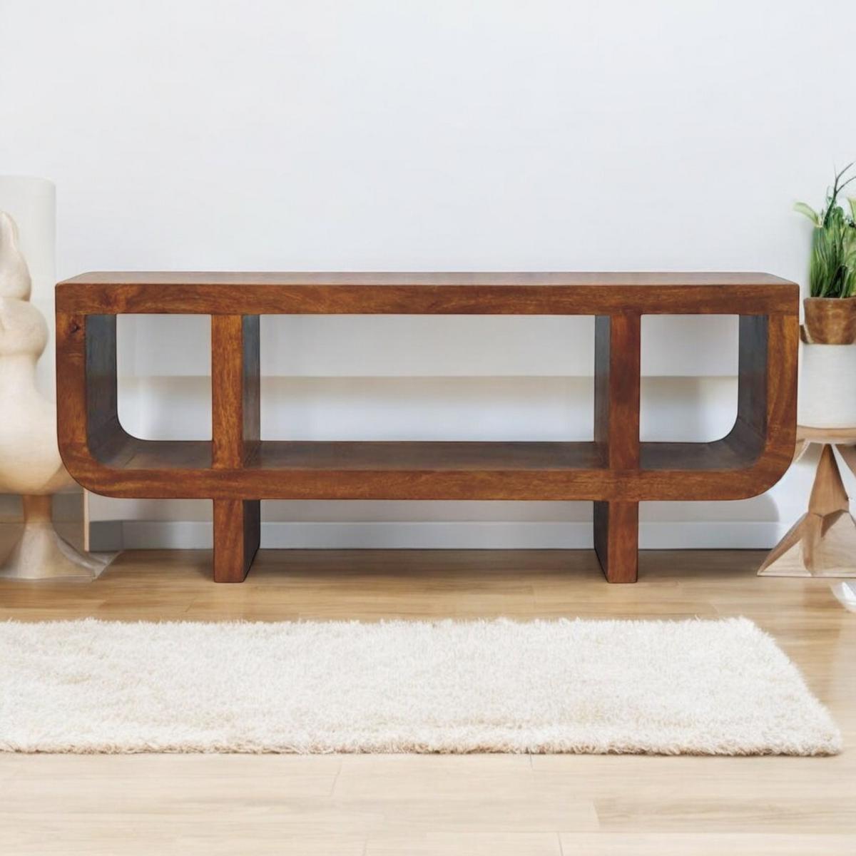 MEDIENMÖBEL Rich-Kastanien-Finish, 3 Regal-Einheiten, Braun - Dunkelbraun, Holz (35/50/120cm) - Artisan Furniture
