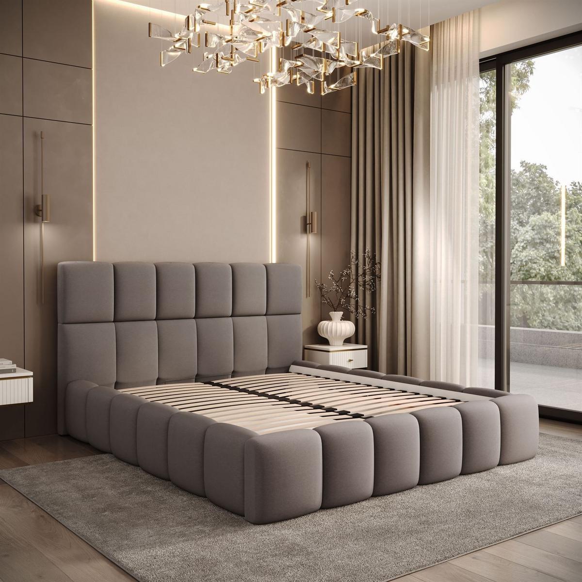 POLSTERBETT VENEZIA mit Bettkasten 120x200, Castel 20 - Taupe, Textil (120/200cm) - Lookway