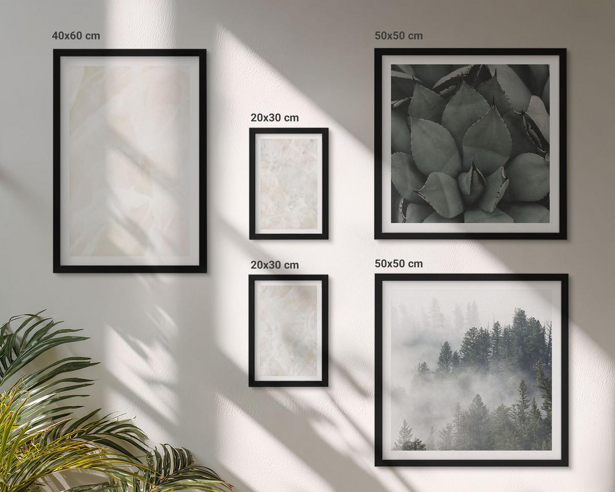 BILDER SET 5er Set - 50x50 cm & 20x30 cm & 40x60 cm Schwarzer Rahmen - Steinpastellmarmor - Schwarz, Kunststoff (40/60cm) - TULUP