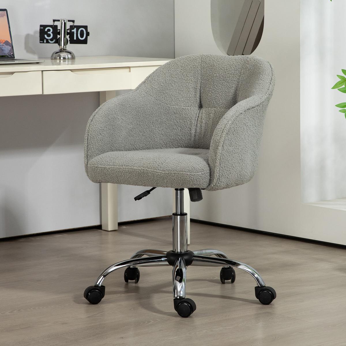 BÜROSTUHL Polyester Kunstleder Grau - Grau, Kunststoff (61/86/56cm) - HOMCOM