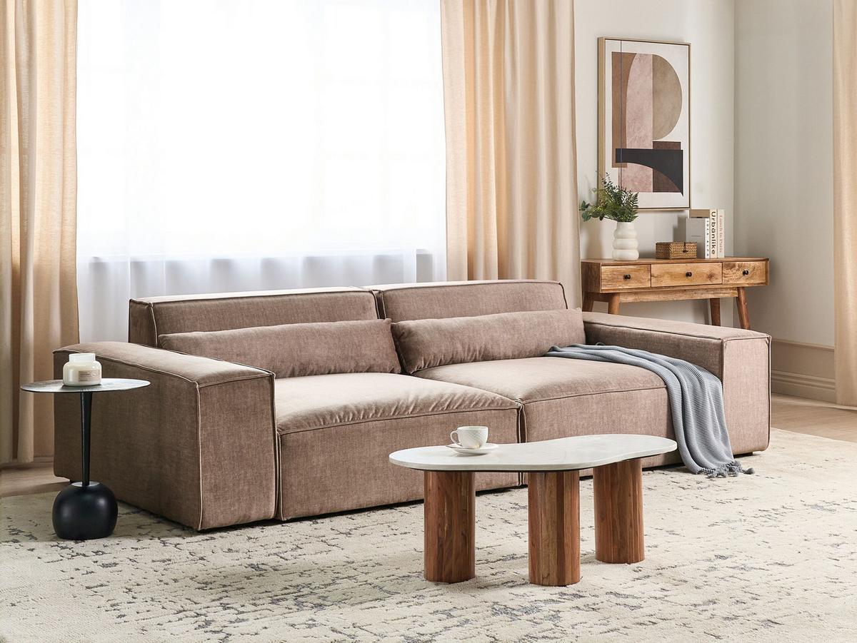 2-SITZER-SOFA hellbraun Hellnar - Braun, Textil (262/70/126cm) - Beliani