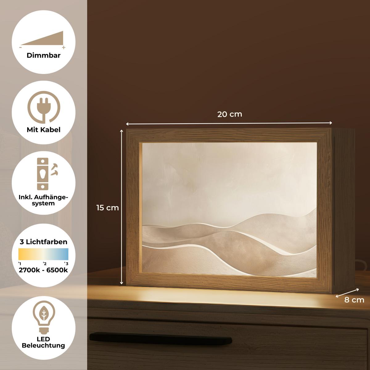 TISCHLEUCHTE Beige - Natur - Abstrakt - Modern 20x15 cm - Champagner, Holzwerkstoff (8/20/15cm) - OnlyWow