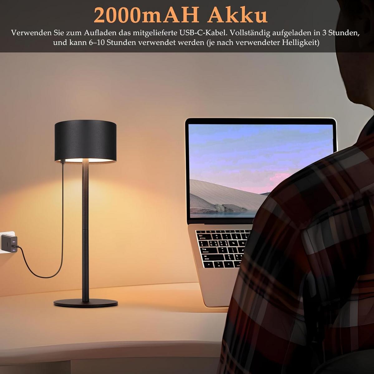 TISCHLAMPE Deltann 9/9/25 cm （2er-set） - Schwarz, Kunststoff/Metall (9/9/25cm) - ZMH