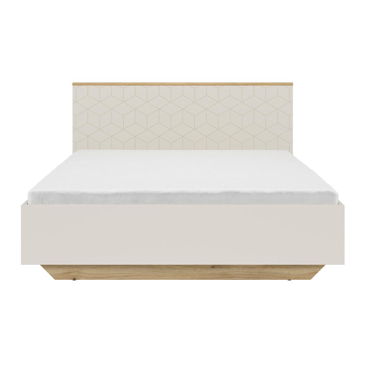 BETT 160/200 Naya Kaschmir und Eichenholz-Optik - Beige, Holzwerkstoff (160/200cm) - Petits-meubles