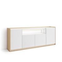 SIDEBOARD, Weiß und Eiche, 207/37/80cm, mit Led - Weiß, Holzwerkstoff (207/80/37cm) - Skraut Home