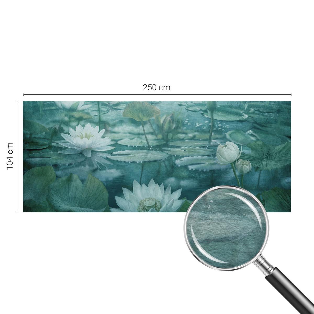 FOTOTAPETE 250x104 cm - Wasserblumen - Schwarz, Textil (250/104cm) - Wallfluent