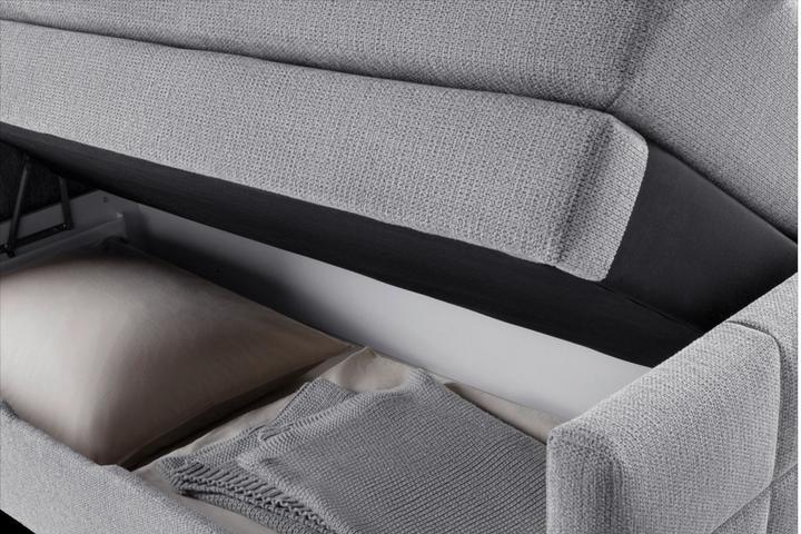 Boxspringbett grau Bettkasten seitlich aufklappbar Komforthöhe