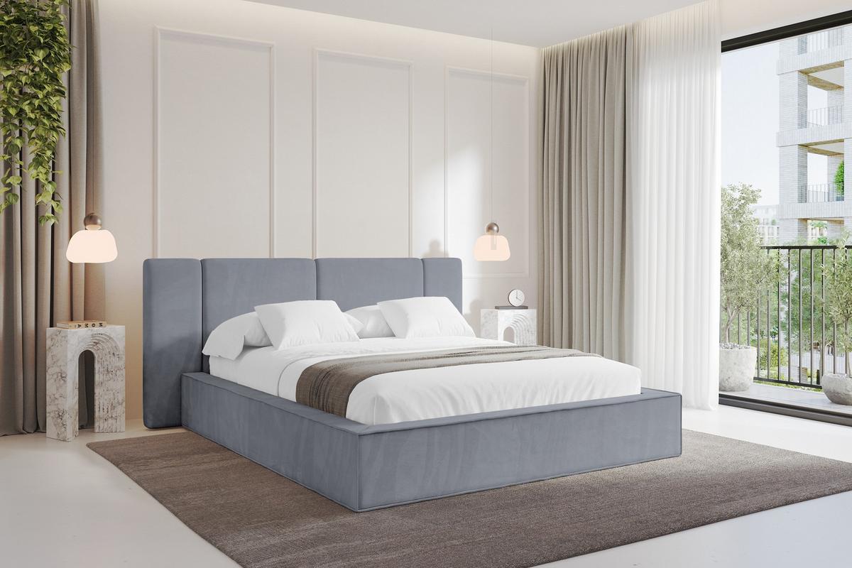 POLSTERBETT mit Bettkasten und Lattenrost, Boxbett ohne Matratze - RIVO 200x200 Grau - Grau, Holzwerkstoff/Textil (200/200cm) - ALTDECOR