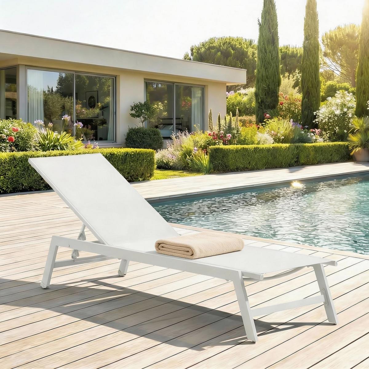 GARTENLIEGE ESPIRITU - Creme, Textil/Metall (192/31/55cm) - IDIMEX