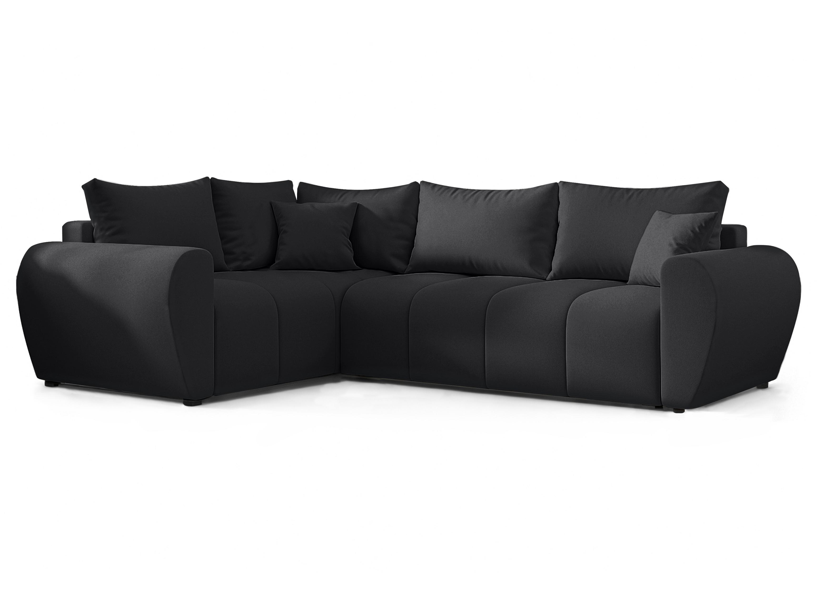 ECKSOFA L Form Malatya MAX Schwarz 246/145/80 cm stilvolle mit Schlaffunktion L - Schwarz, Kunststoff/Textil (175/235cm) - AX Living