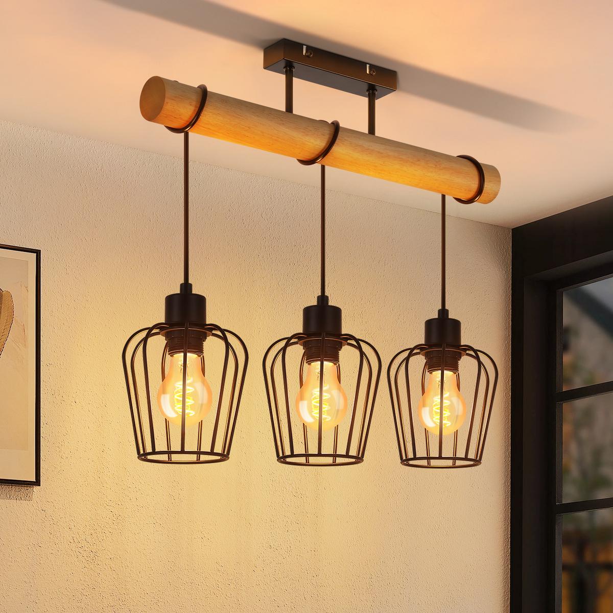 PENDELLEUCHTE Vivienneth 52/13/43 cm - Braun, Holz/Metall (52/13/43cm) - ZMH