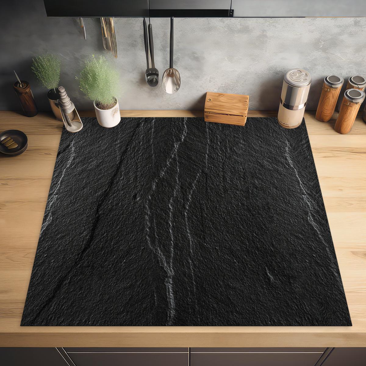HERDABDECKPLATTE Stein - Anthrazit - Dunkelgrau - Steinstruktur Induktionsmatte 78x78 cm - Anthrazit, Kunststoff (78/78/0.2cm) - MuchoWow
