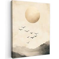 LEINWANDBILD Landschaft - Japandi - Vogel Room Decor 30x40 cm - Beige, Textil (30/40cm) - MuchoWow