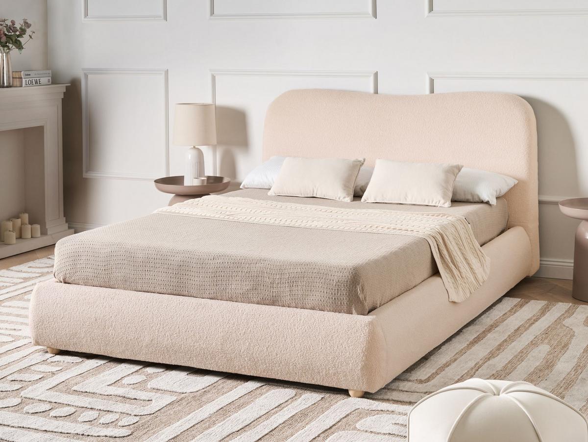 BETT mit Stauraum 140/200 cm Bouclé Hellbraun Blagnac - Hellbraun, Textil (140/200cm) - Beliani