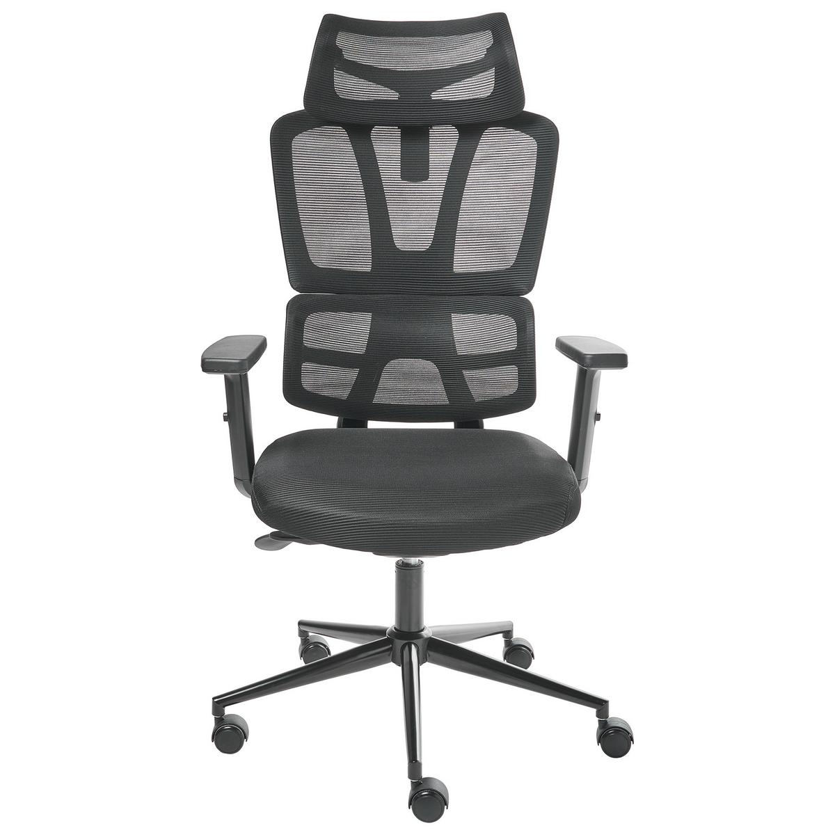 CHEFSESSEL Schwarz Omega - Schwarz, Textil (65/129/65cm) - Beliani