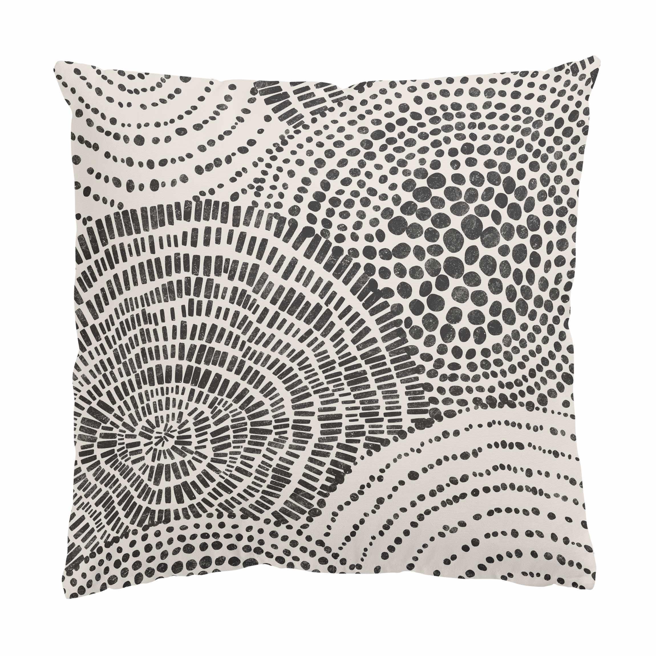 DEKOKISSEN Schwarze Kreise VI 50/50 cm - Beige, Textil (50/50/10cm) - Bilderwelten