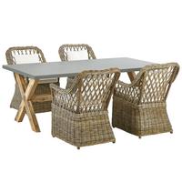 GARTENMÖBEL SET 4-Sitzer Rattan natürlich Auflagen cremeweiß Maros/Olbia - Hellbraun/Beige, Naturmaterialien - Beliani