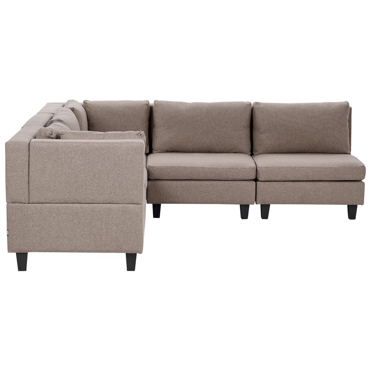 ECKFSOFA Modul 5-Sitzer rechtsseitig Braun Stoff Unstad - Schwarz/Braun, Textil (228/228cm) - Beliani