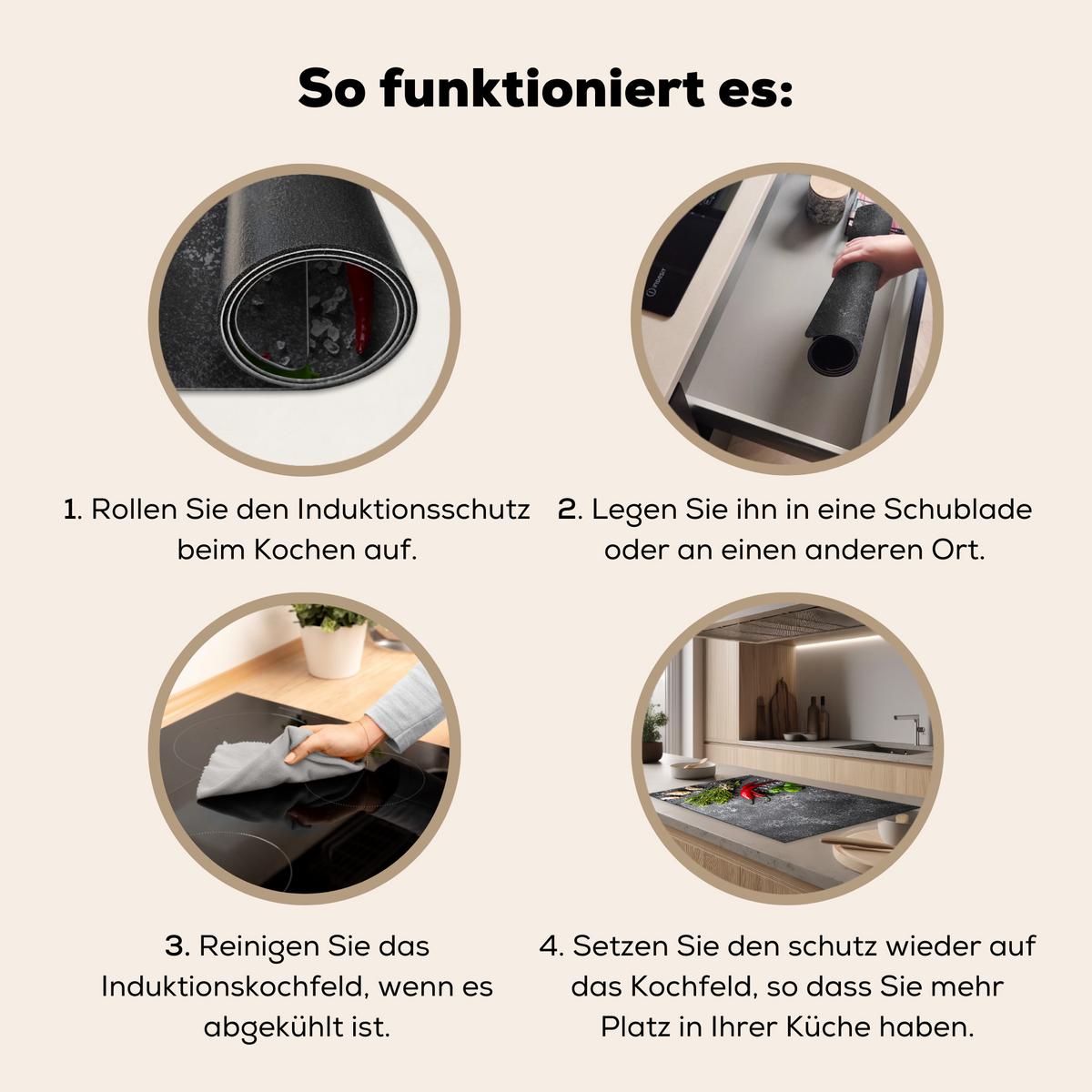 HERDABDECKPLATTE Pfeffer - Kräuter - Gewürze - Beton Induktionsschutz 89.6x51.6 cm - Rot, Kunststoff (89.6/51.6/0.2cm) - MuchoWow
