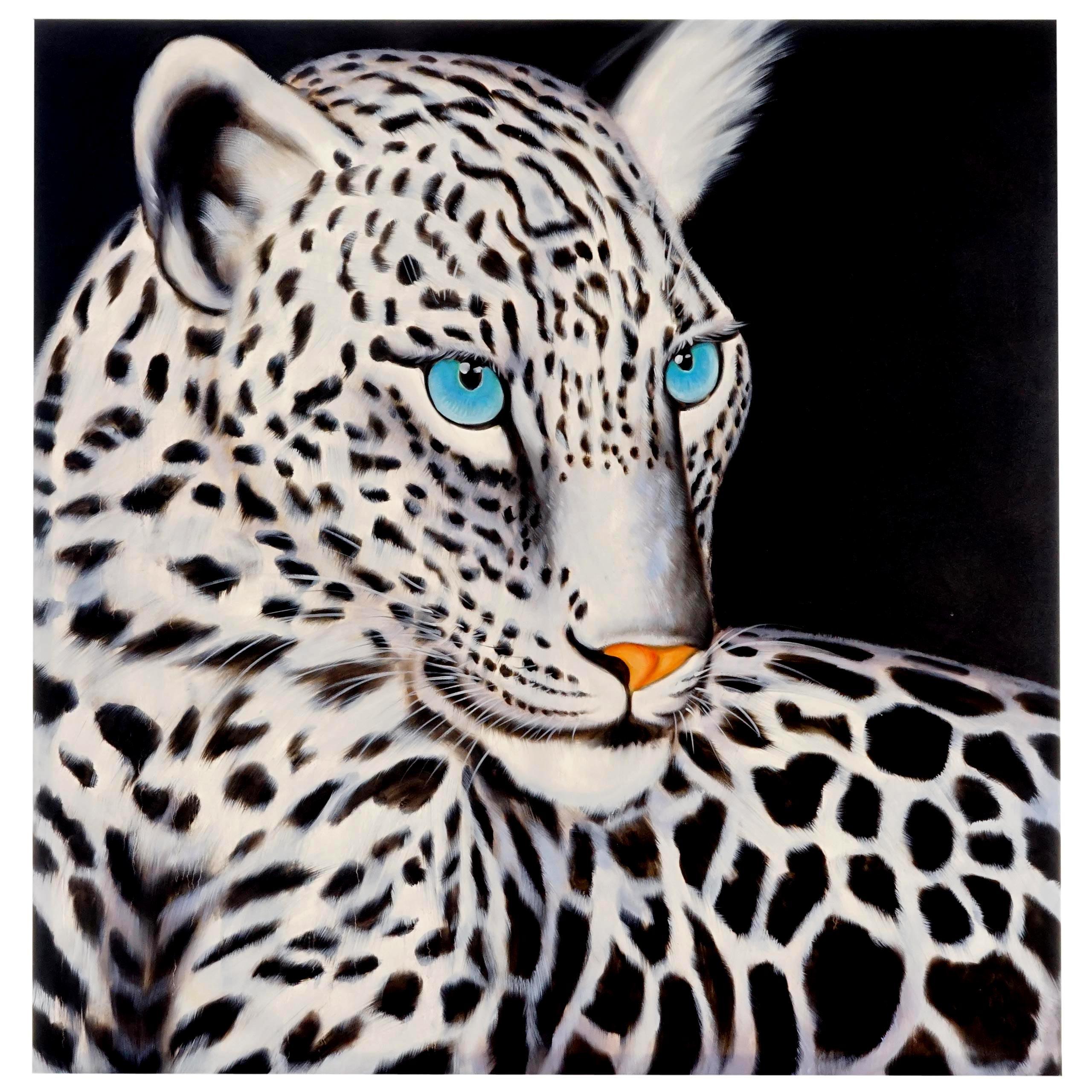ÖLGEMÄLDE WEIßER LEOPARD HANDGEMALT Multicolor - Multicolor, Textil (100/100cm) - MCW