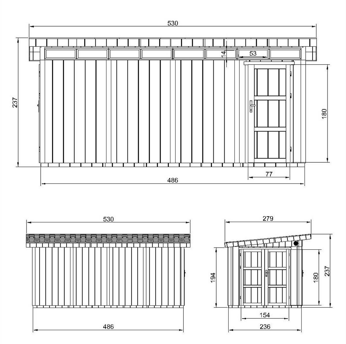 HOLZ-GARTENHAUS Basis LP SmartSide 8.52 + 2.95 m² mit B530xL279xH237 cm - M905C - HARVEST HONEY - Beige, Holz (530/237/279cm) - Timbela