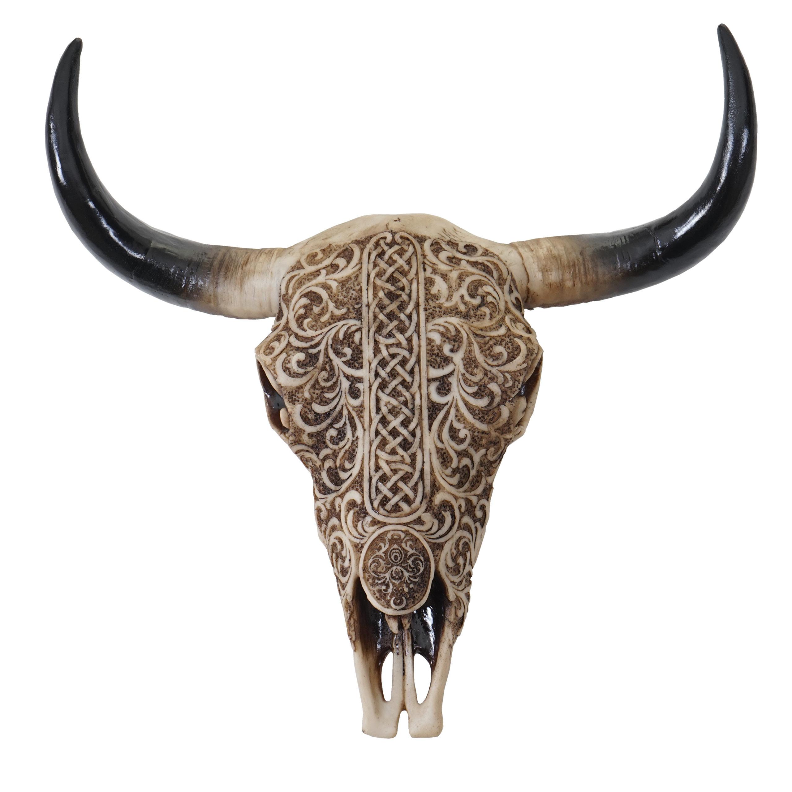 DEKO SCHÄDEL LONGHORN Beige - Beige, Stein (29/31/10cm) - MCW