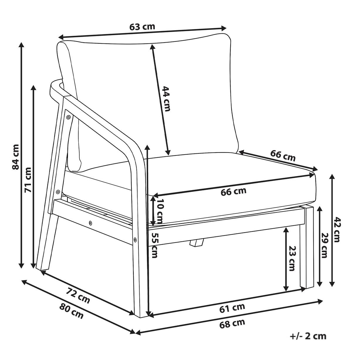 1-SITZER Garten-Eckmodul rechtsseitig Akazienholz Hellbraun Rivello - Hellbraun/Beige, Holz (68/84/80cm) - Beliani