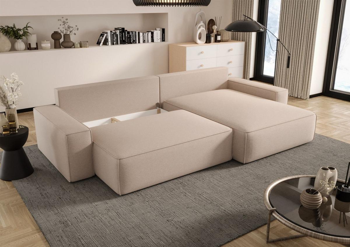 ECKSOFA Walken Mit Schlaffunktion - Hellgrau, Holzwerkstoff/Textil (280/185cm) - Fun Möbel
