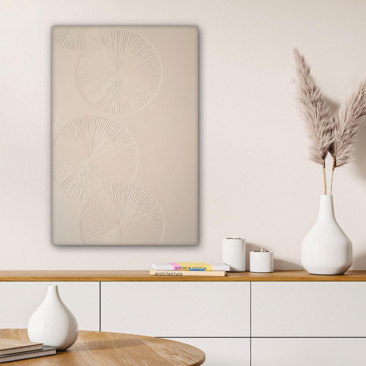 LEINWANDBILD Japandi - Beige - Modern Wanddeko Schlafzimmer 60x90 cm - Ecru, Textil (60/90cm) - MuchoWow