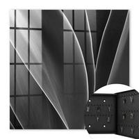 SCHLÜSSELBOX Schwarz 30x30 cm- Türöffnung nach rechts - Abstrakte Blätter - Grau, Metall (30/30/5cm) - TULUP