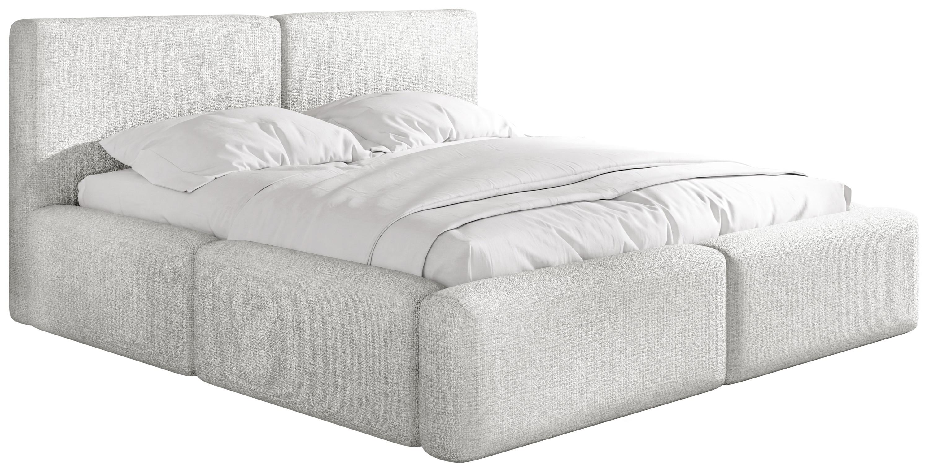 POLSTERBETT Duo mit Bettkasten, Metall-Lattenrost & hohem Kopfteil in Grau Chenille 140x200 cm - Birkefarben/Grau, Kunststoff/Textil (140/200cm) - WFL GROUP