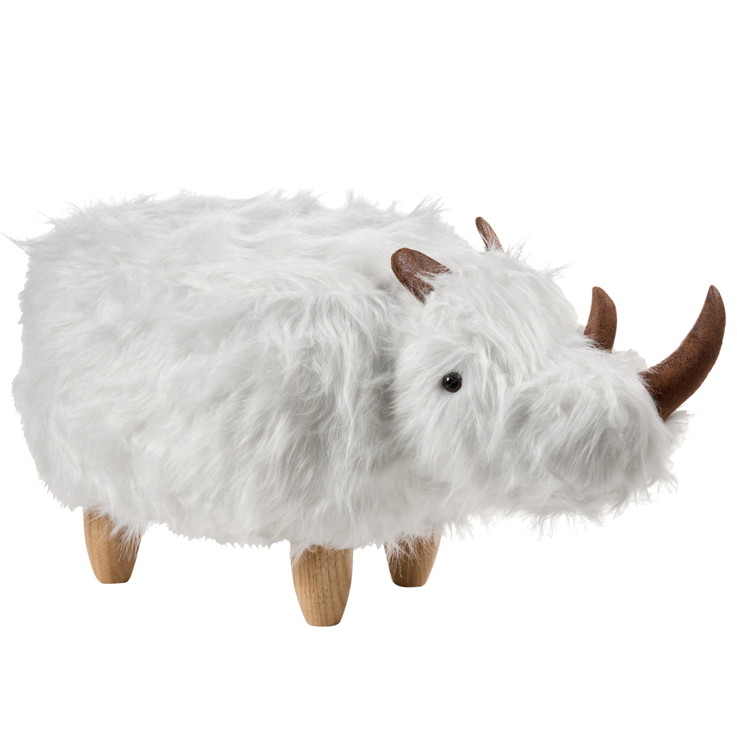 TIERHOCKER Sandbeige Woolly - Weiß/Braun, Kunststoff (66/37/36cm) - Beliani