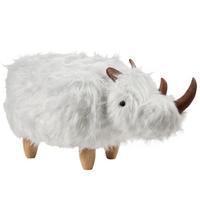 TIERHOCKER Sandbeige Woolly - Weiß/Braun, Kunststoff (66/37/36cm) - Beliani