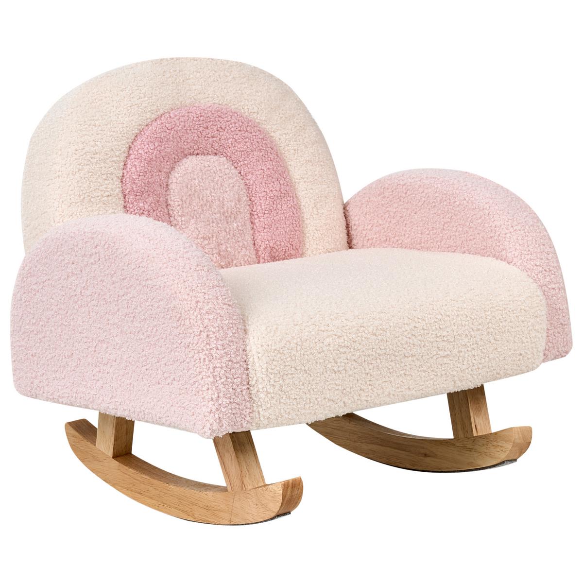 KINDERSCHAUKELSTUHL Regenbogen Bouclé Pastellrosa Ombo - Pink, Textil (44/48/53cm) - Beliani