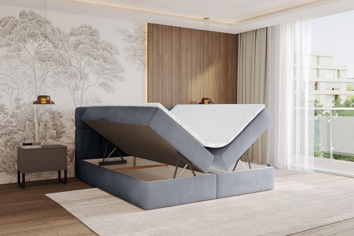 BOXBETT mit Matratze H3 - FAMA - 160x200 cm Grau Casablanca - Grau, Holzwerkstoff (160/200cm) - ALTDECOR