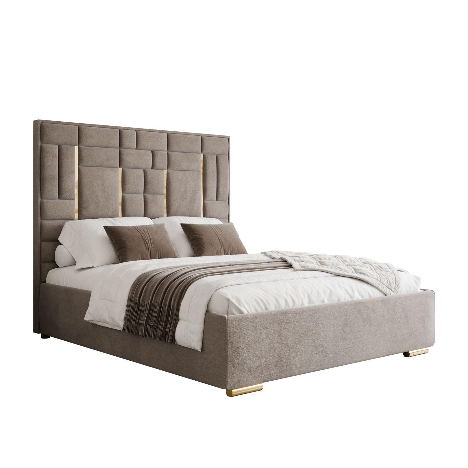 POLSTERBETT BRIGITTE GOLD mit Bettkasten 140x200 cm Element 06 - Beige, Textil (140/200cm) - Lookway