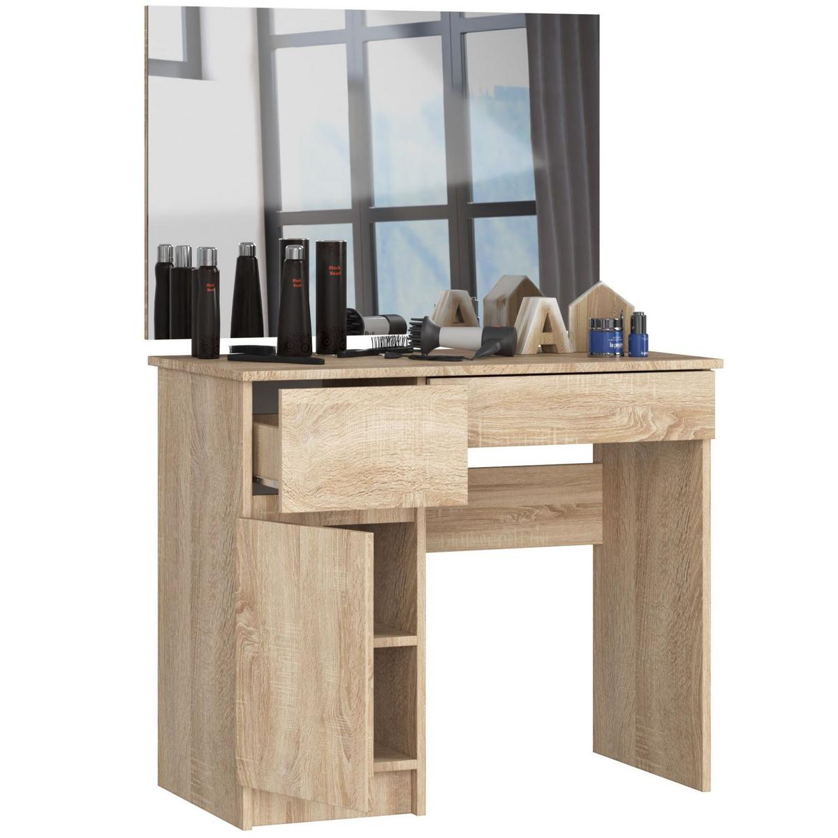 SCHMINKTISCH mit Spiegel - Sonoma Eiche, Holzwerkstoff (90/142/50cm) - RAUMHIRSCH FURNITURE