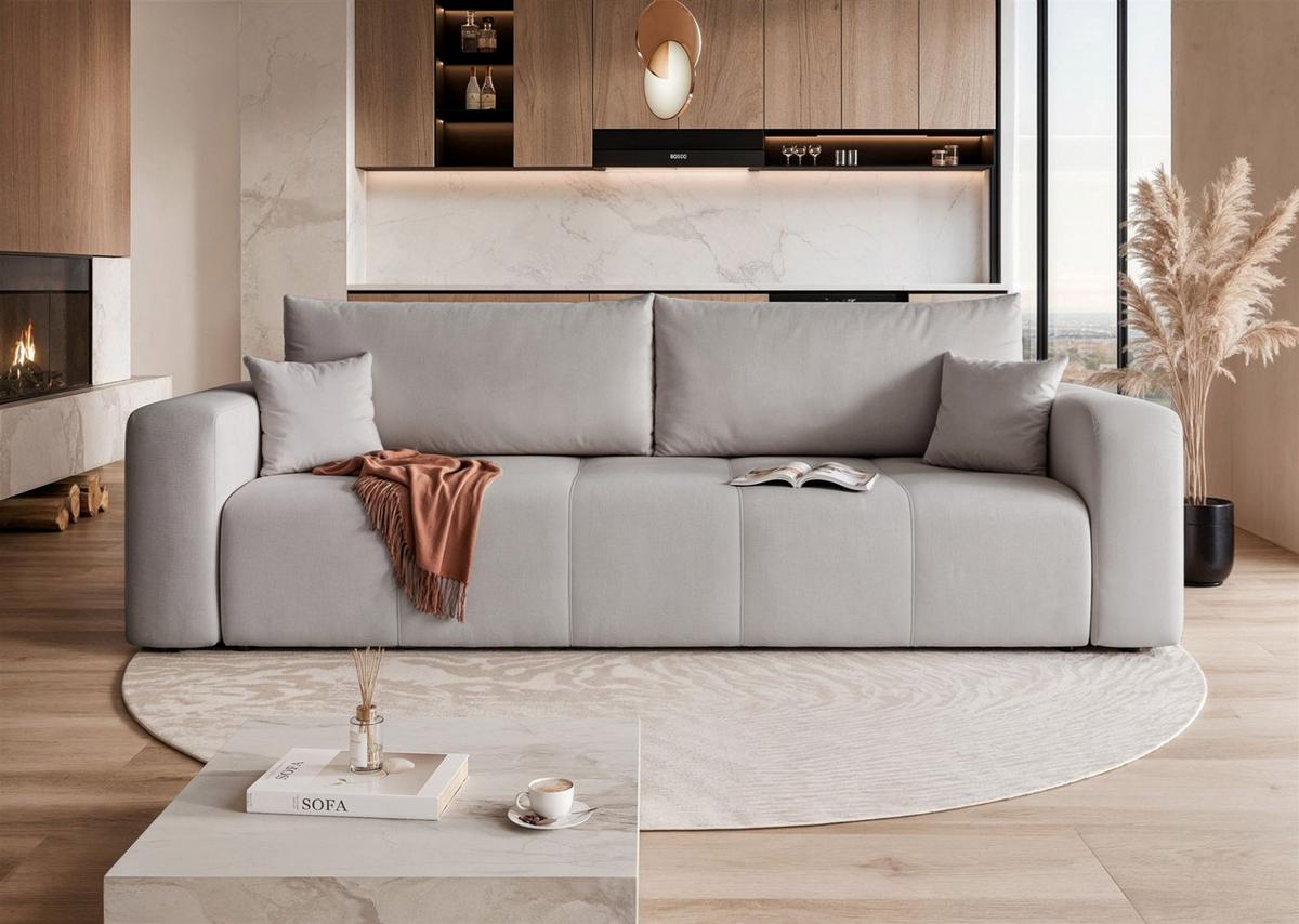 SCHLAFSOFA Leros - Hellgrau, Holzwerkstoff/Textil (244/79/93cm) - Fun Möbel
